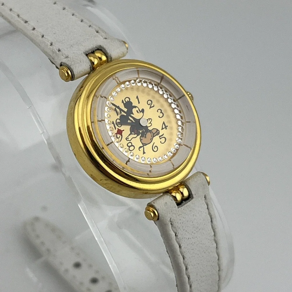 Rare Vintage Mickey Mouse Virgin Islands Orbit Watch Leather Band- New Battery